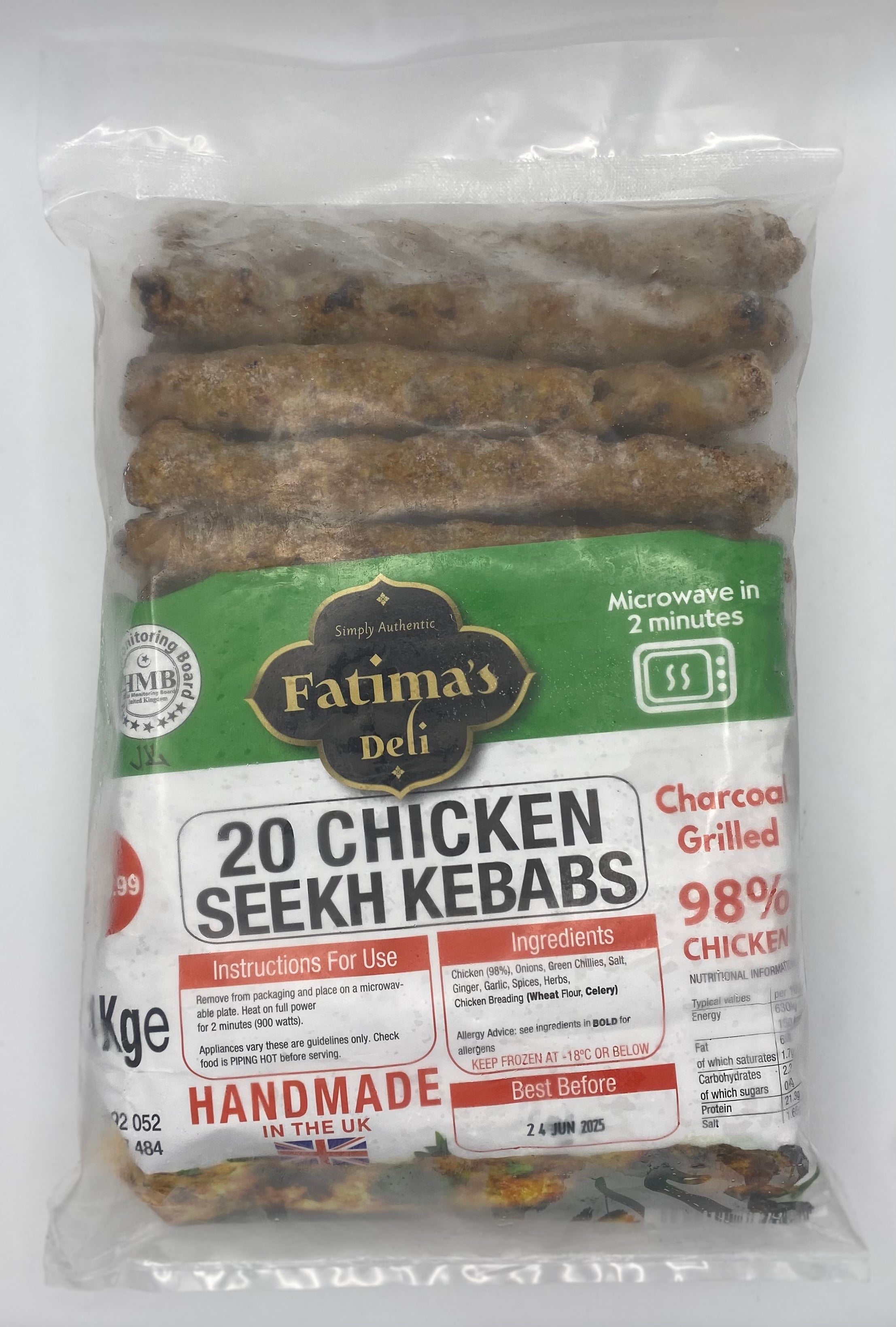 Fatimas - 20 Chicken Seekh Kebabs (1.1kg)