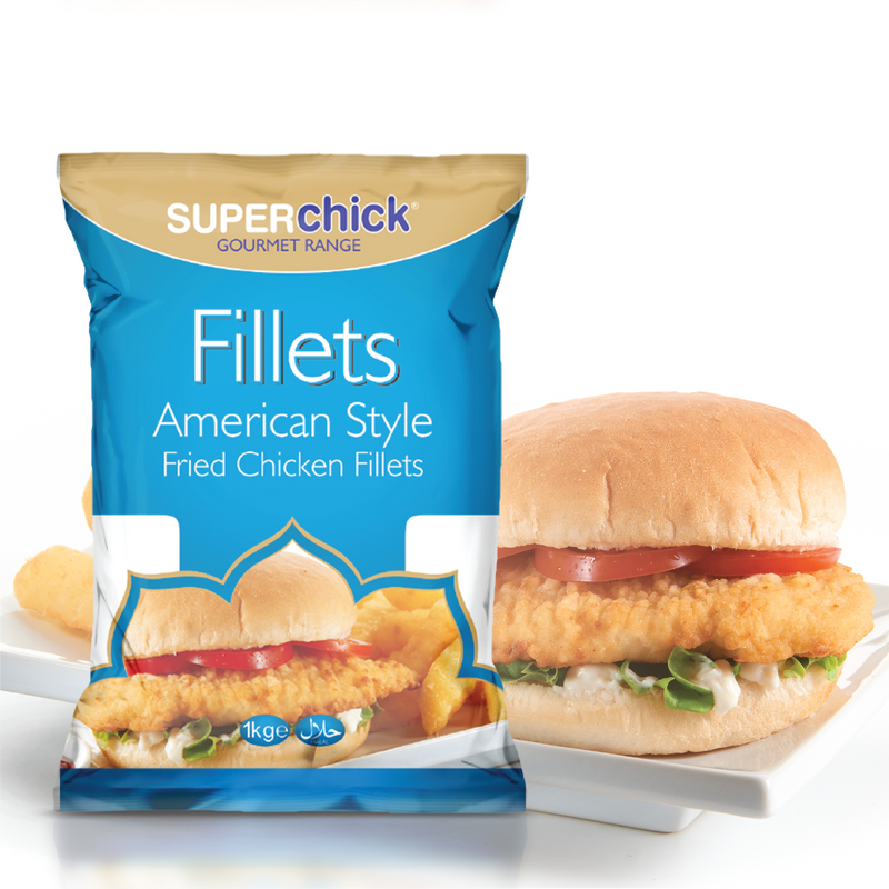 Superchick Fillets American Style Lightly Seasoned Chicken Burger (1kg) - The Halal Food Shop