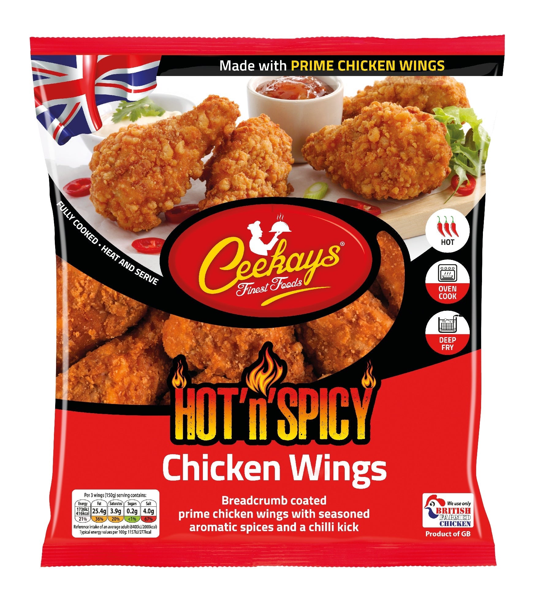 Ceekays Hot ‘n’ Spicy Breaded Chicken Wings (600g) - The Halal Food Shop