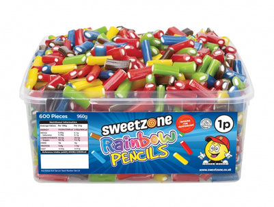 Sweetzone Rainbow Pencils 600 pcs (960g) - The Halal Food Shop